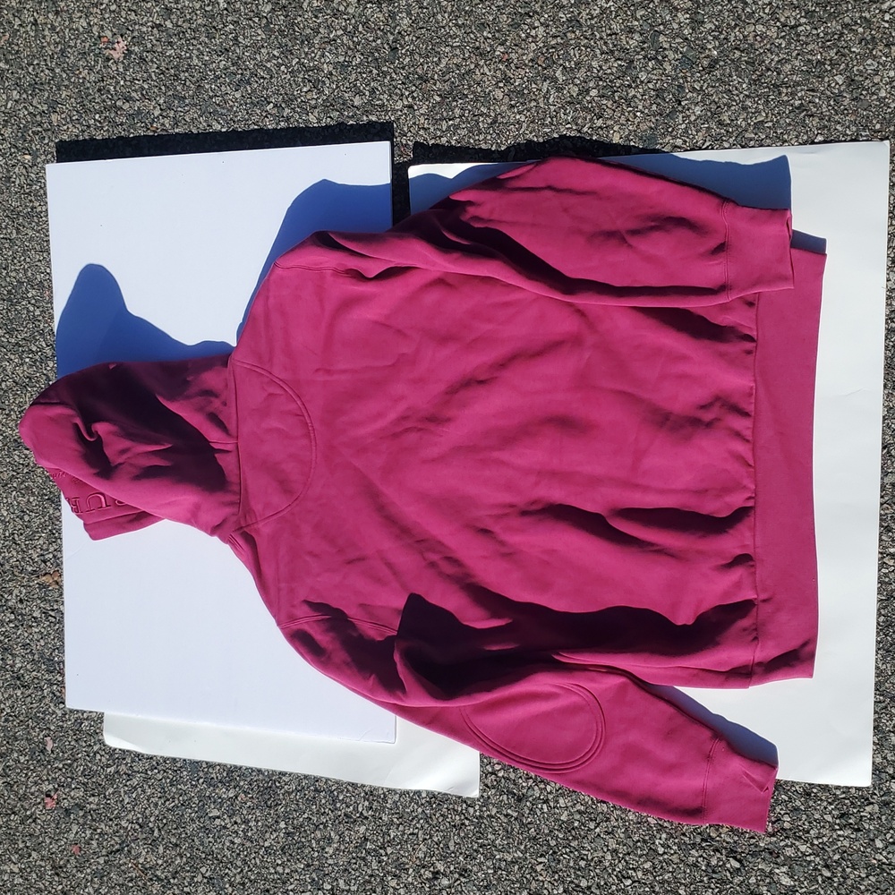 Burberry Raspberry Cotton Blend Hoodie with Embroidered Detail Large